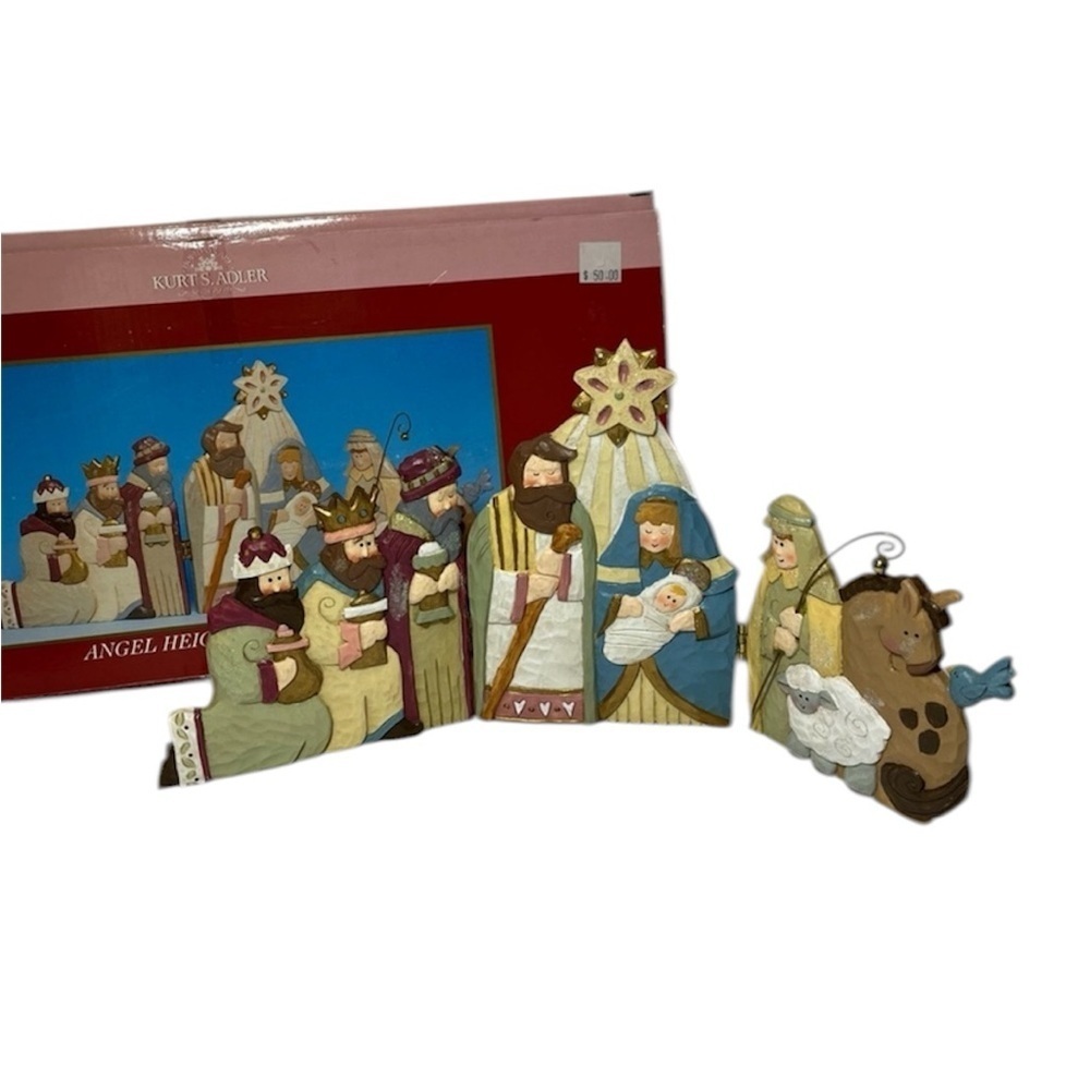 Kurt S Adler, since 1946, angel nativity screen 6 1/4” Nativity Scene Wood